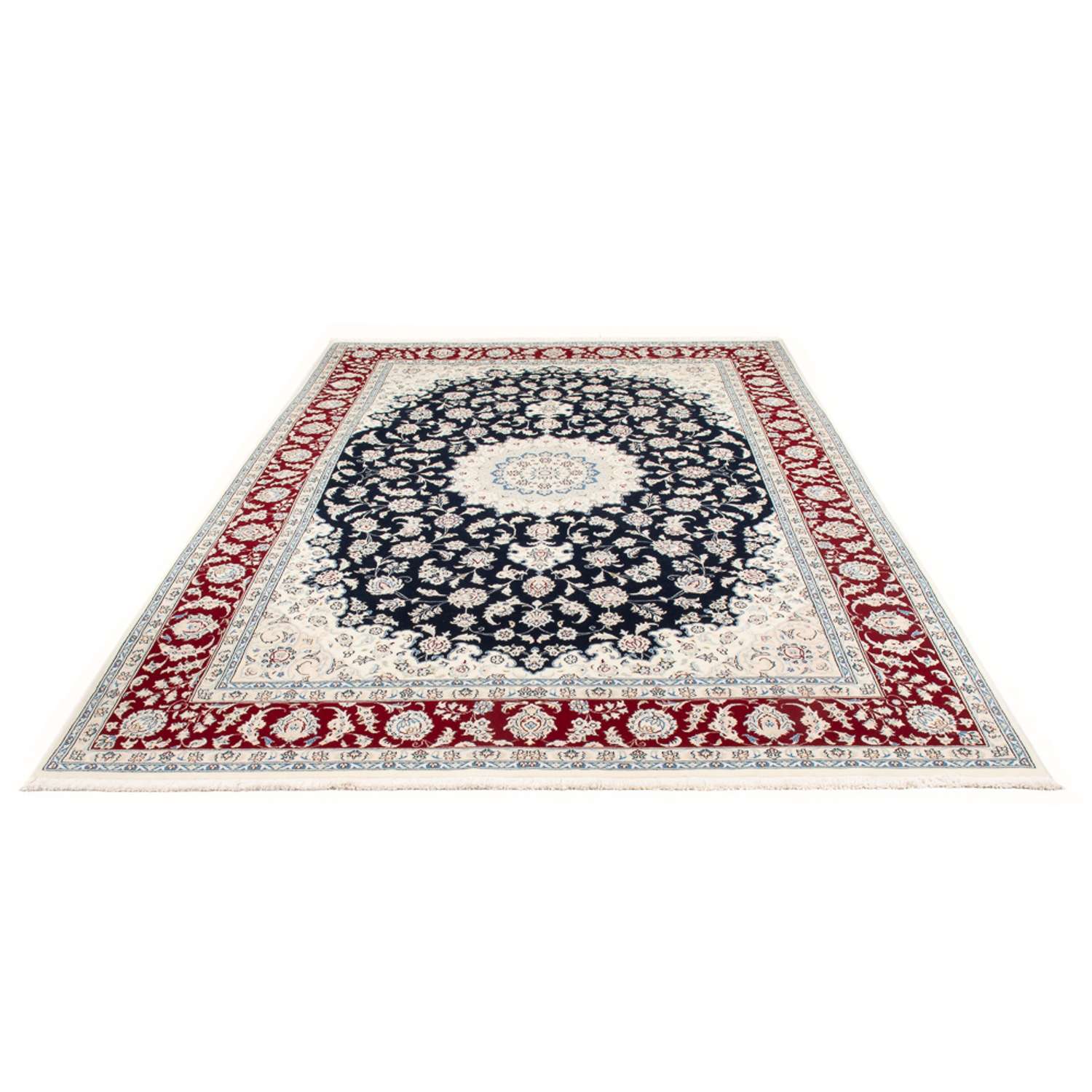 Tapis persan - Nain - 297 x 198 cm - bleu foncé