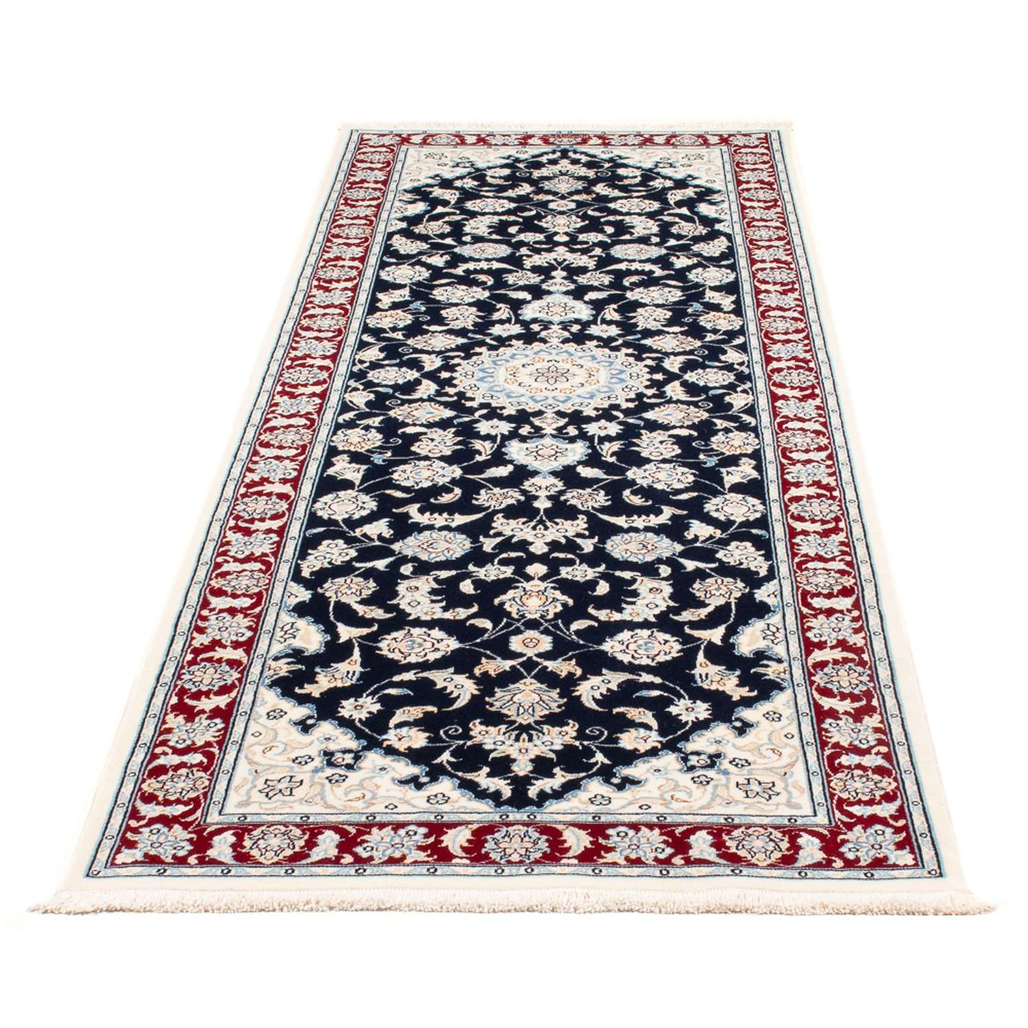 Tapis de couloir Tapis persan - Nain - Premium - 250 x 80 cm - bleu foncé