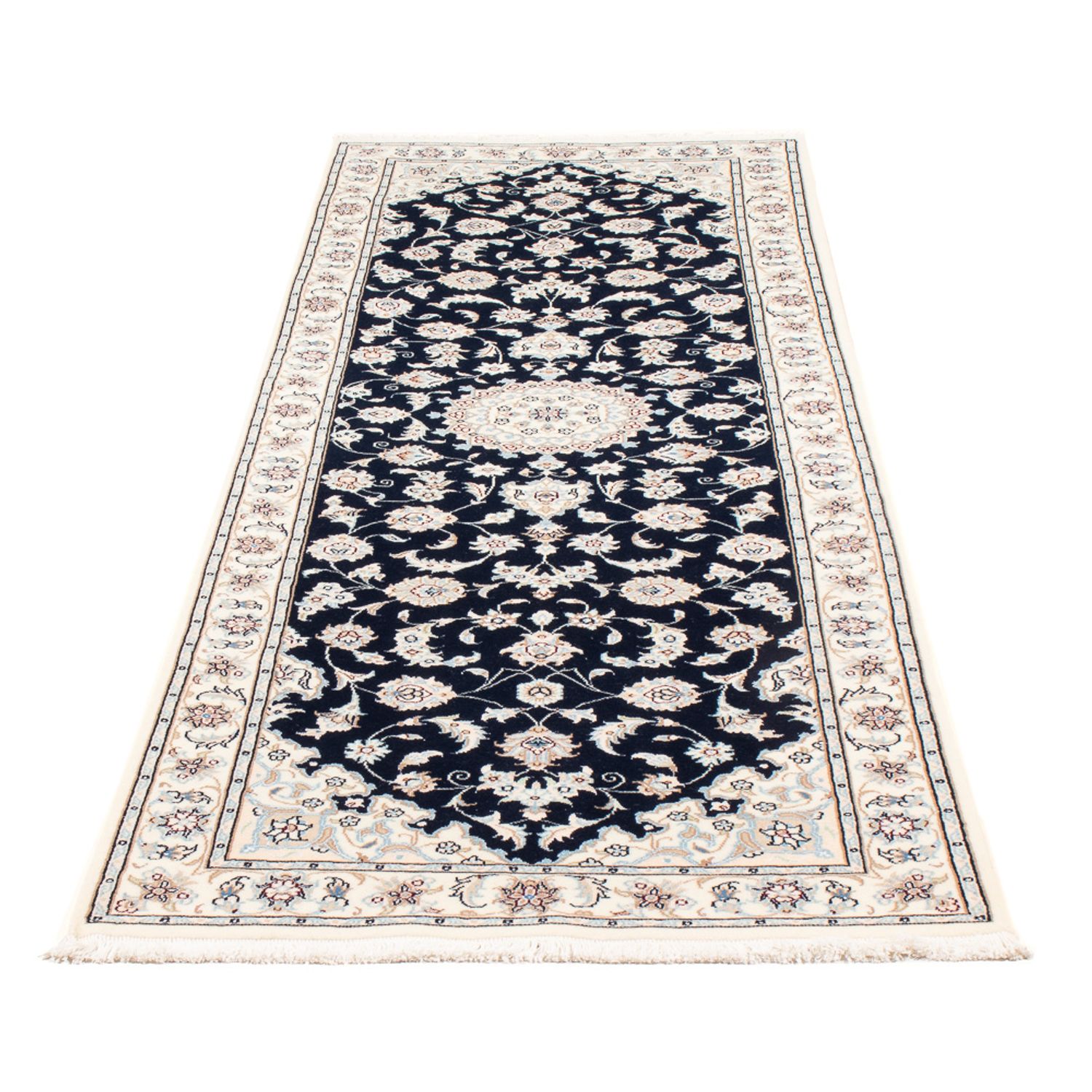 Tapis de couloir Tapis persan - Nain - Premium - 245 x 80 cm - bleu foncé