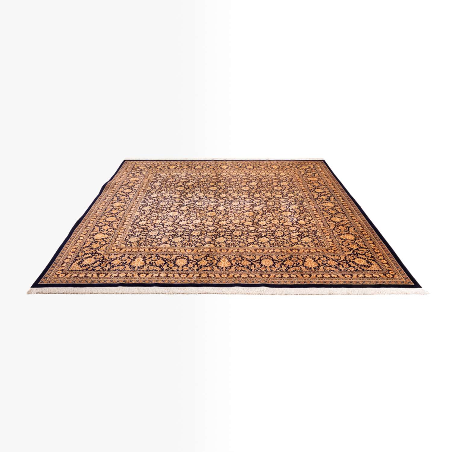 Zijden tapijt - Ghom Silk - Premium vierkant  - 247 x 243 cm - donker beige