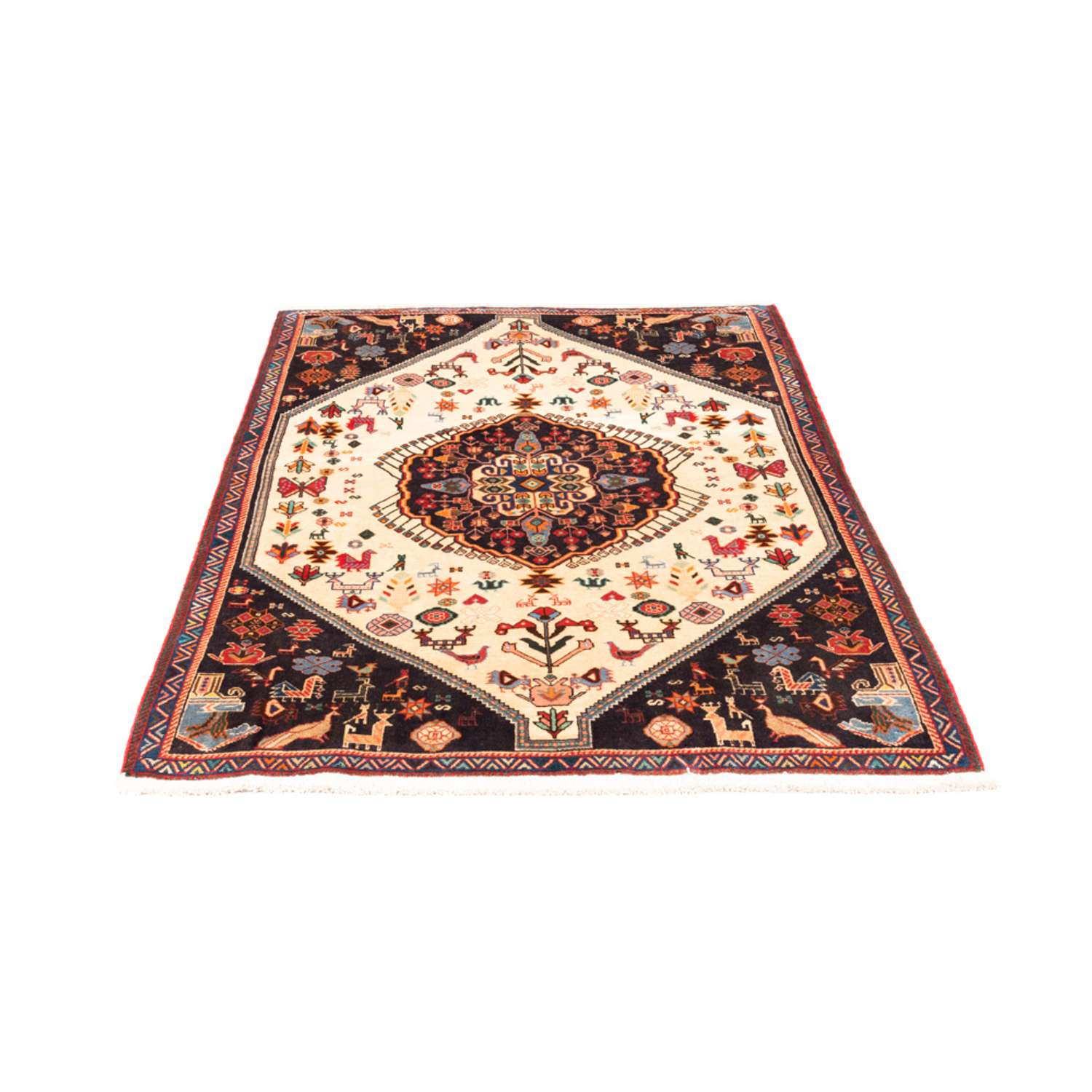 Tapete Gabbeh - Kashkuli Persa - 153 x 107 cm - creme