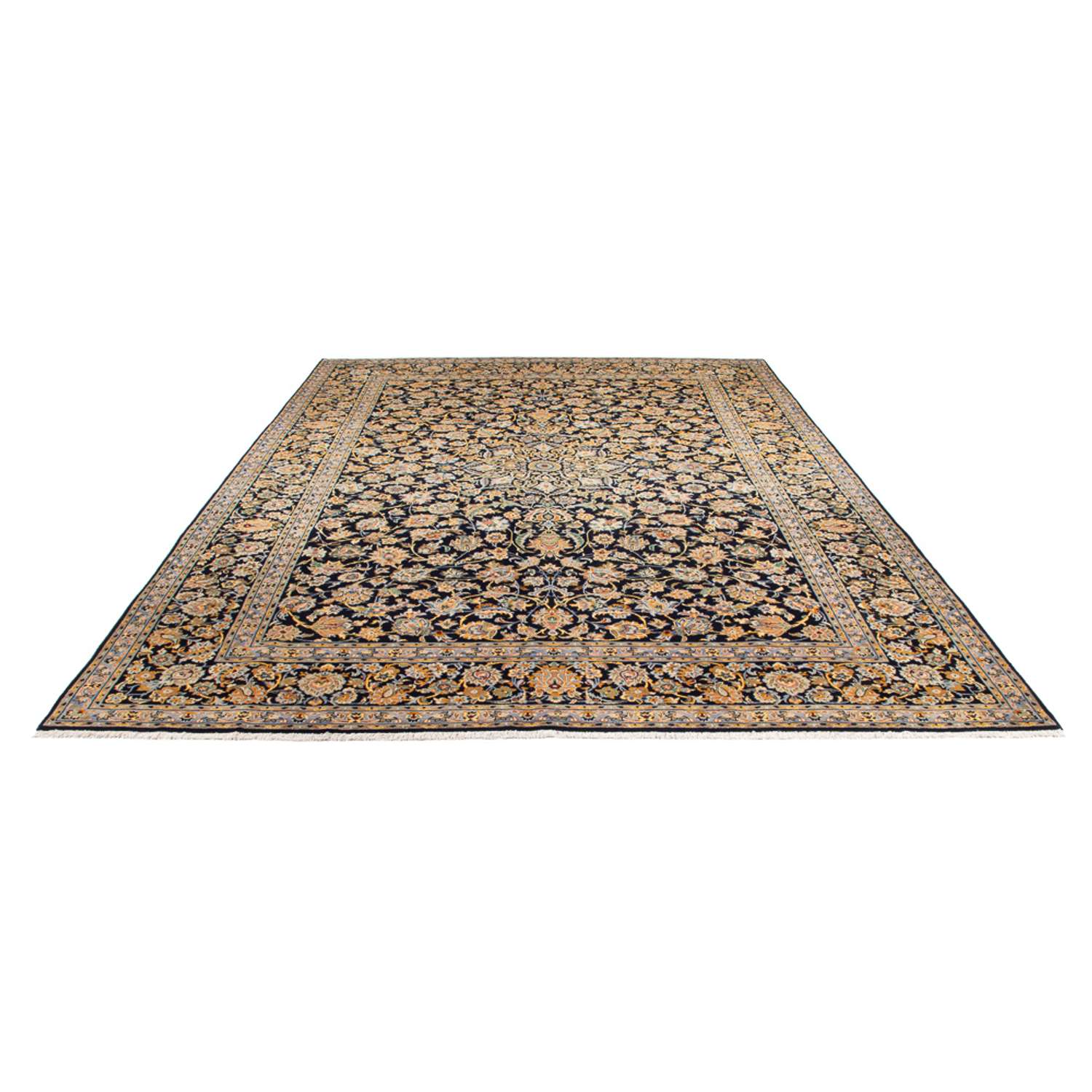 Tapis persan - Keshan - 408 x 292 cm - bleu foncé