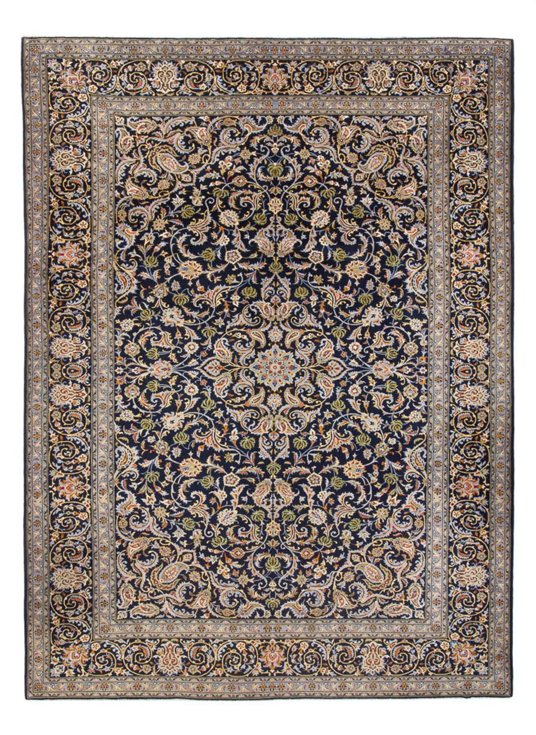 Persisk tæppe - Keshan - 417 x 293 cm - mørkeblå