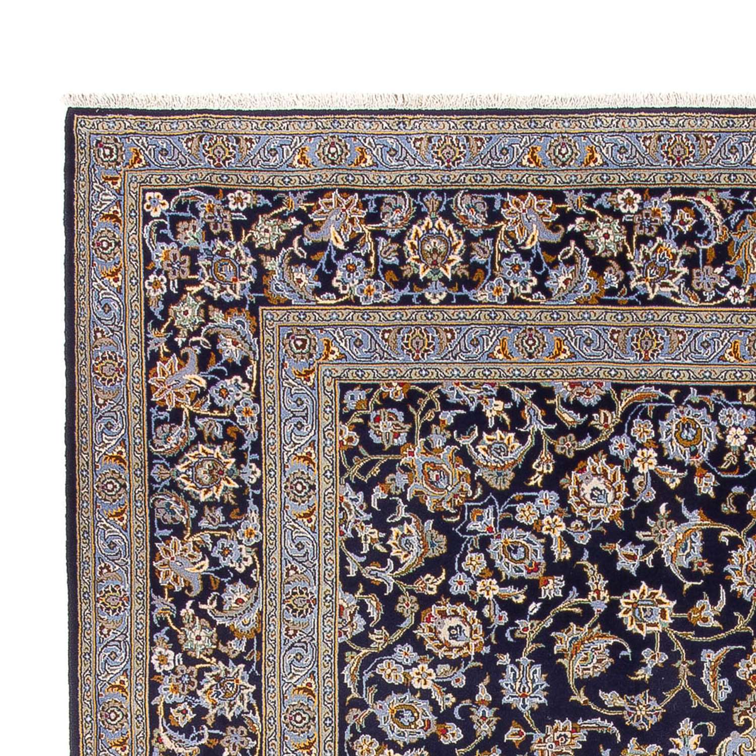 Tapis persan - Keshan - 390 x 266 cm - bleu foncé