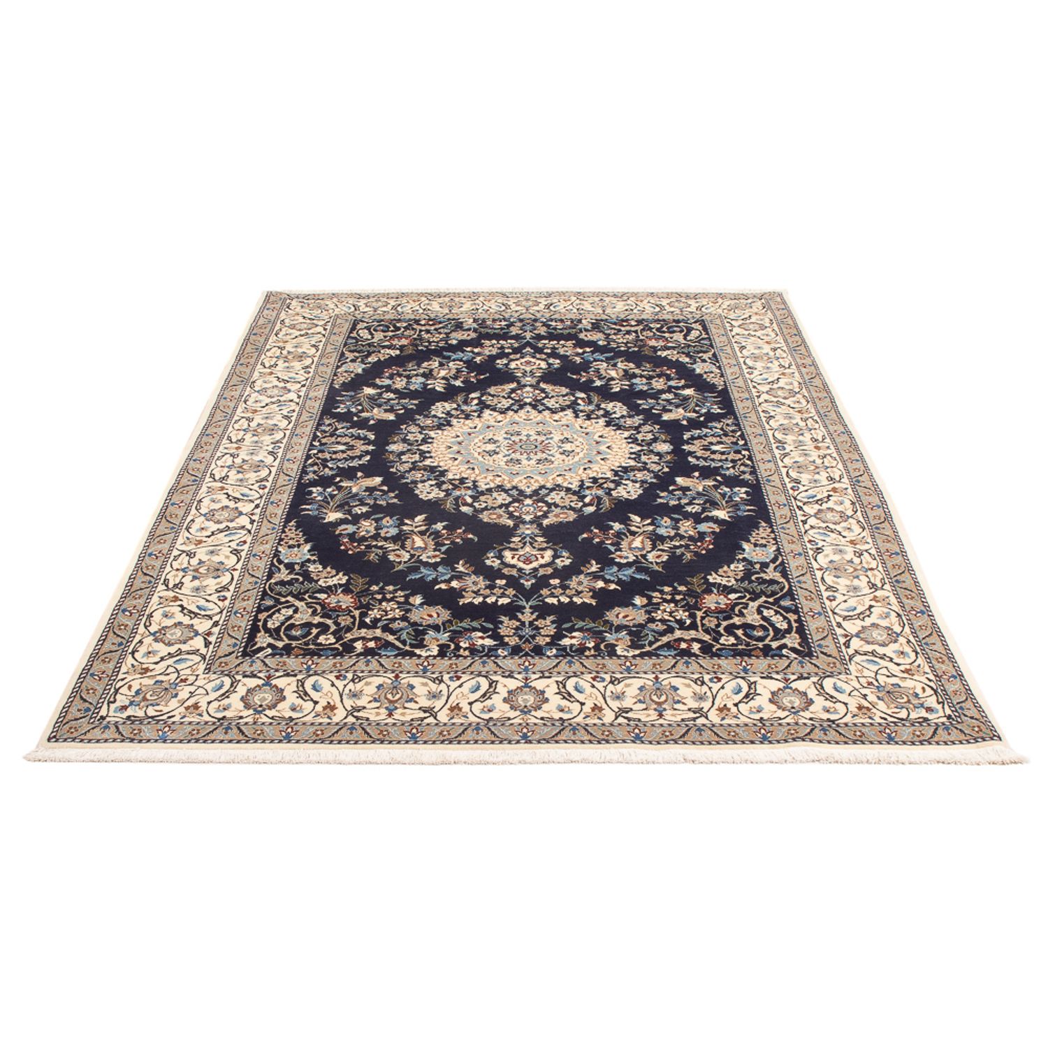 Tapis persan - Nain - Premium - 205 x 135 cm - bleu foncé