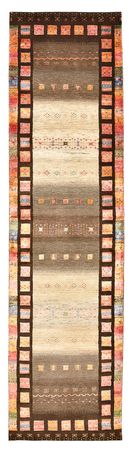 Tapis de couloir Tapis Gabbeh - Loribaft Indus - 306 x 80 cm - beige foncé