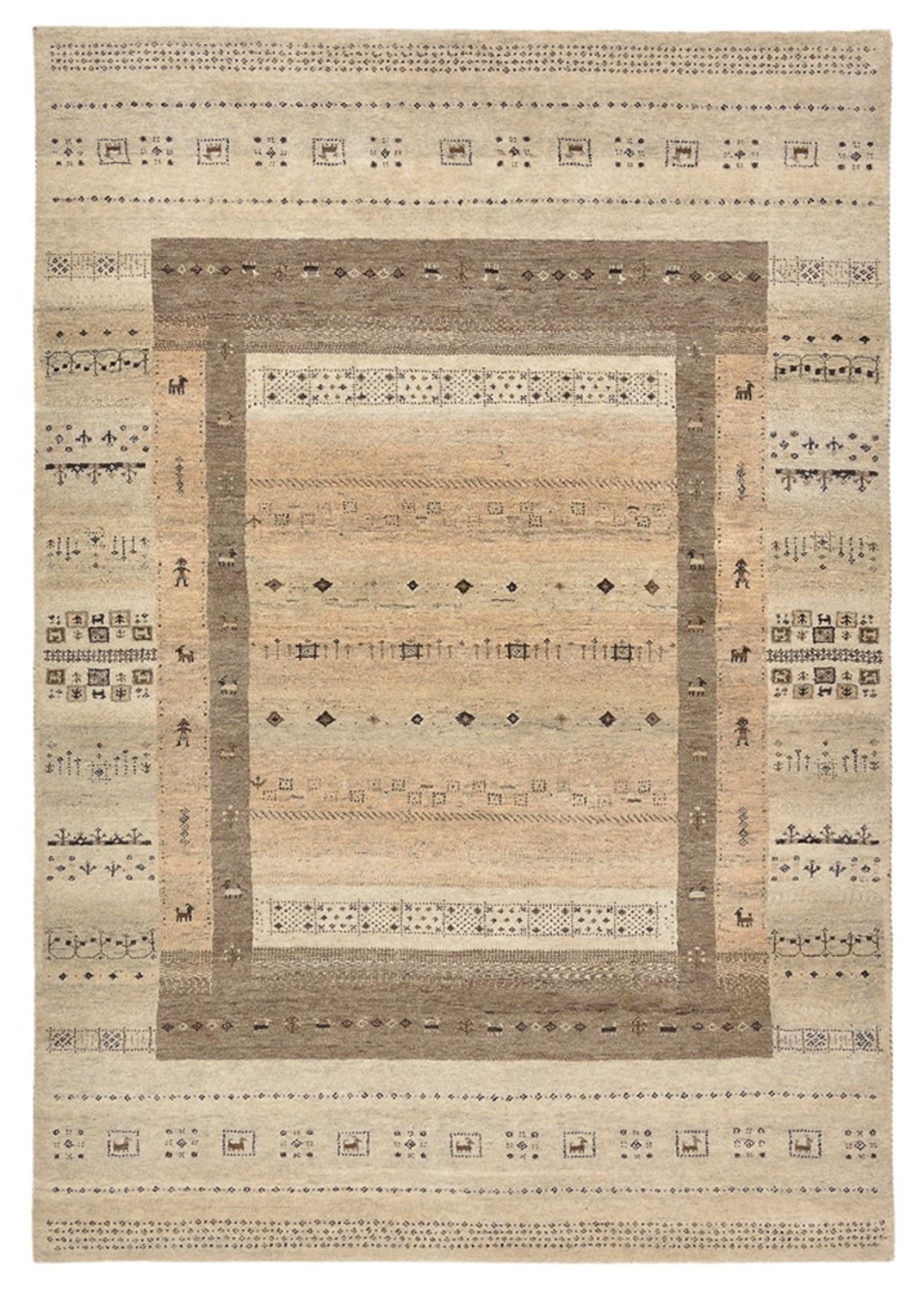 Gabbeh teppe - Loribaft Indus - 203 x 146 cm - mørk beige