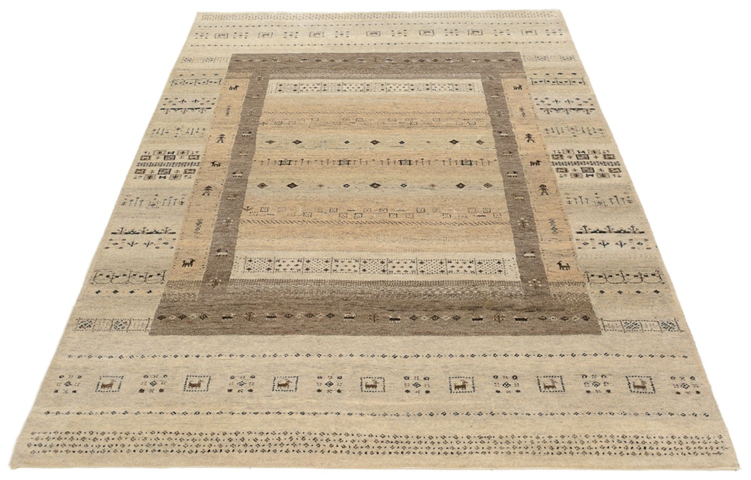 Gabbeh-mattan - Loribaft Indus - 203 x 146 cm - mörk beige