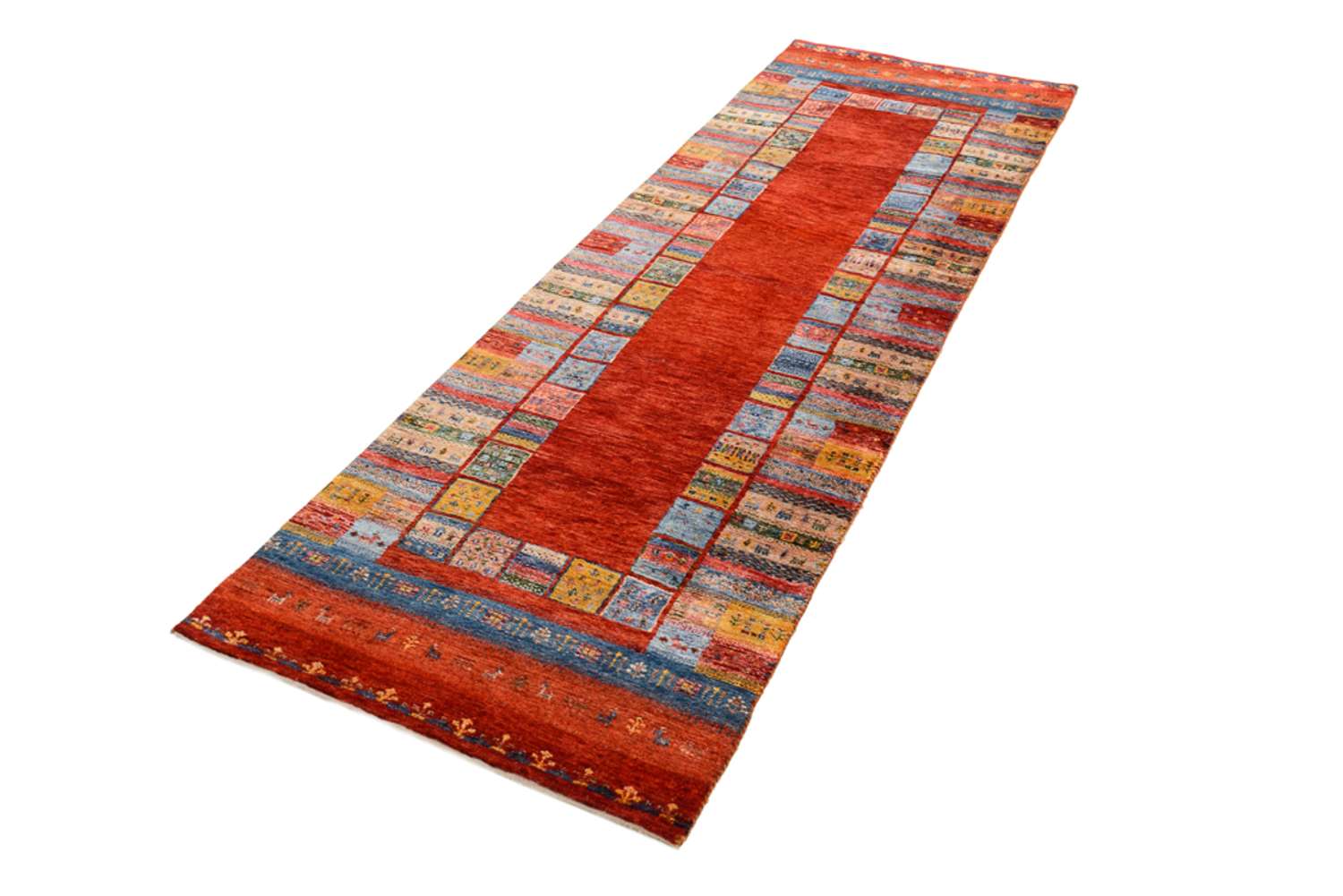 Runner Gabbeh koberec - Loribaft Indus - 249 x 82 cm - vícebarevné