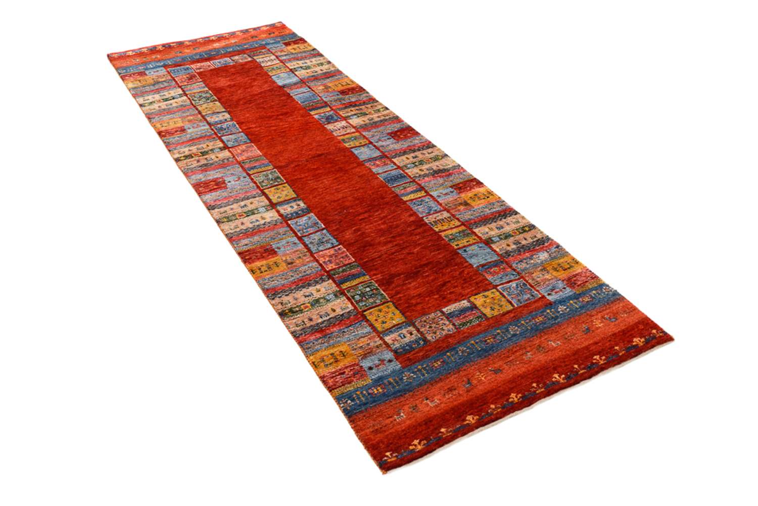 Løper Gabbeh teppe - Loribaft Indus - 249 x 82 cm - flerfarget