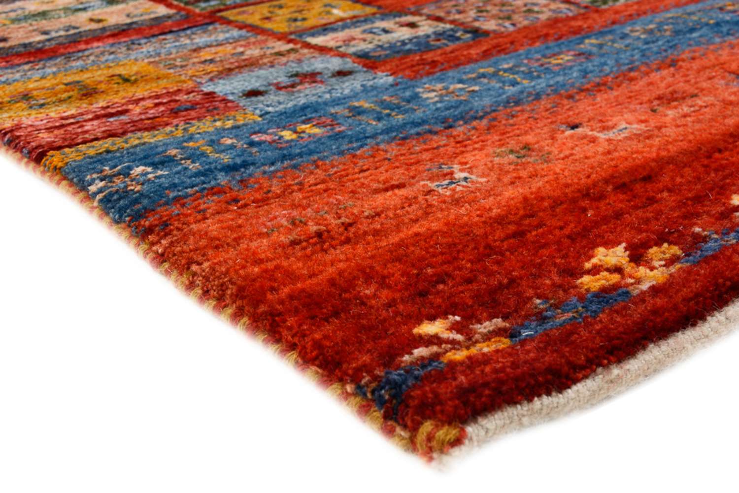 Runner Gabbeh Rug - Loribaft Indus - 249 x 82 cm - multicolored