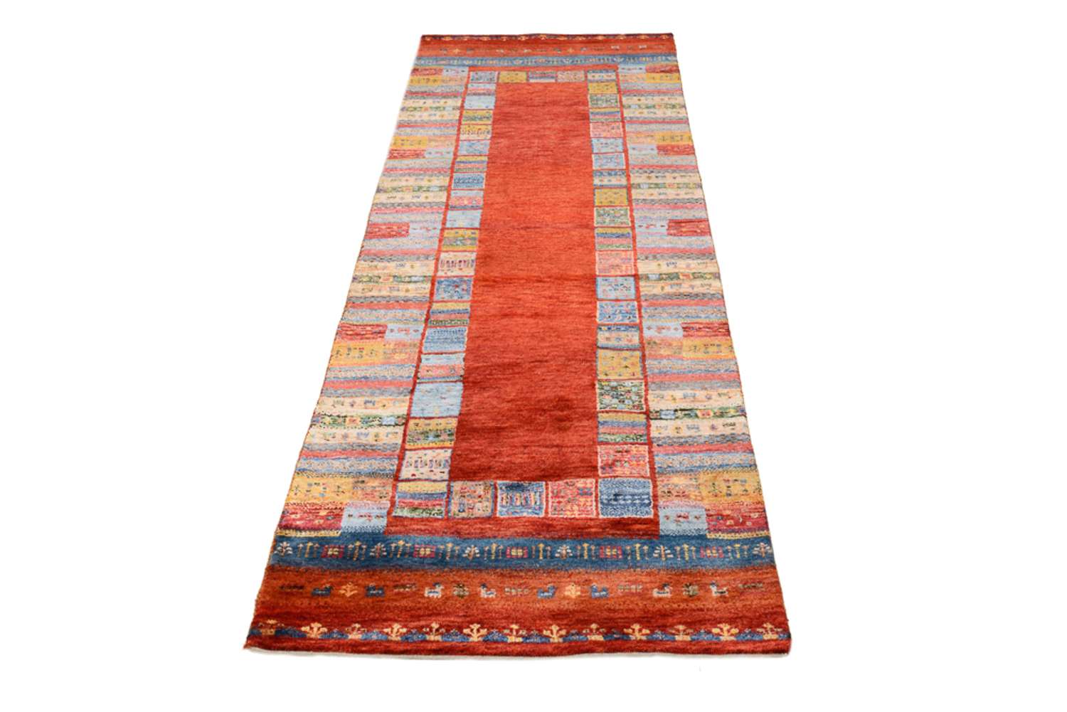 Tappeto corsia Tappeto Gabbeh - Loribaft Indus - 249 x 82 cm - multicolore