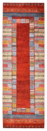 Biegacz Dywan Gabbeh - Loribaft Indus - 249 x 82 cm - wielokolorowy