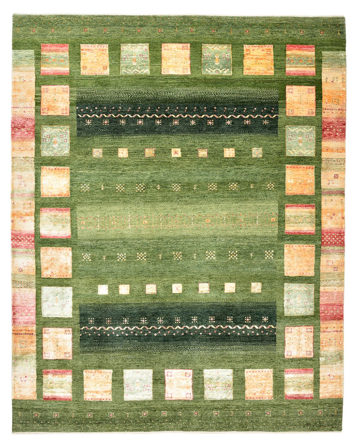 Tapis Gabbeh - Loribaft Indus - 259 x 208 cm - vert