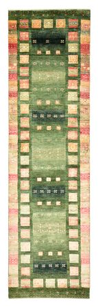 Tapis de couloir Tapis Gabbeh - Loribaft Indus - 296 x 82 cm - vert