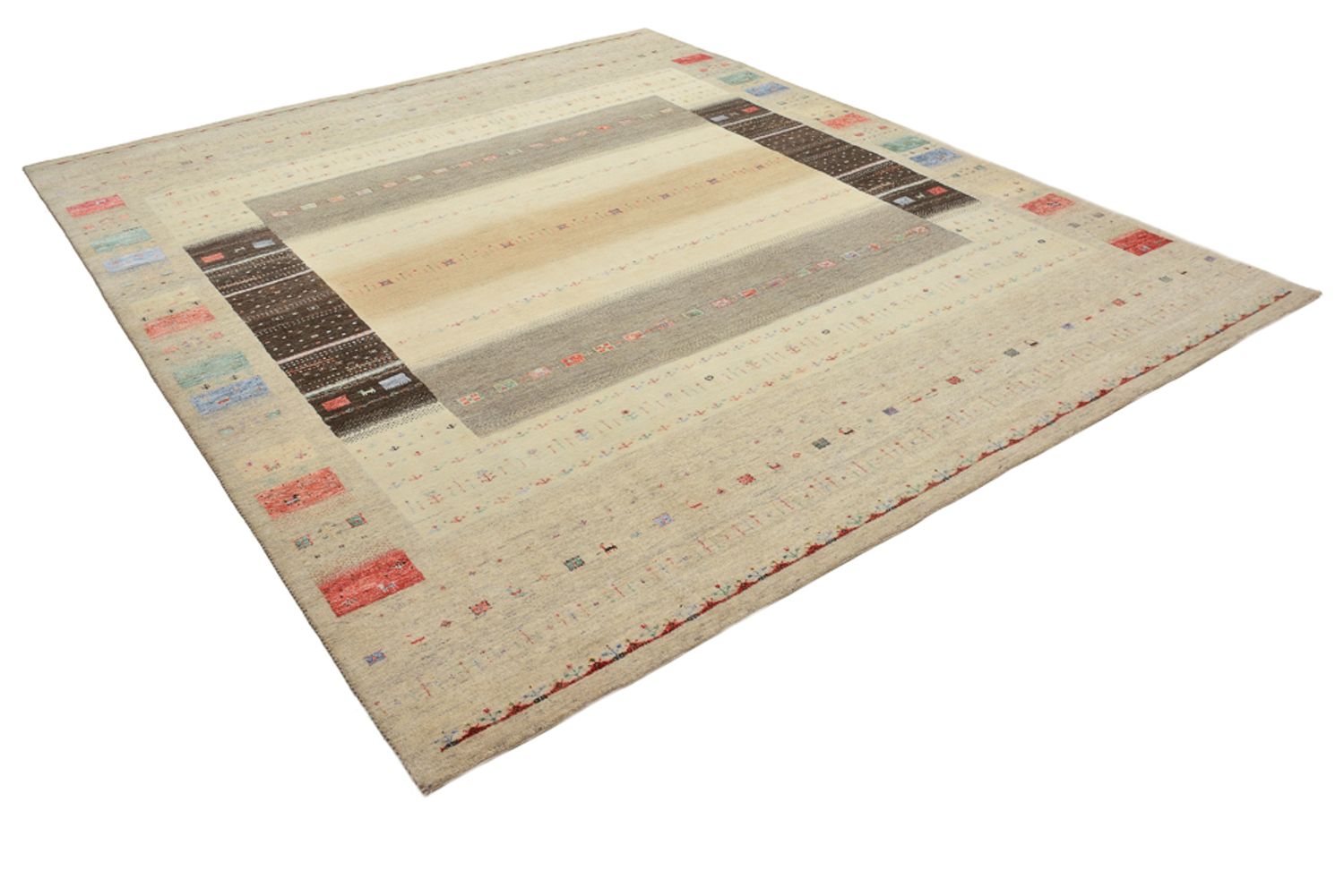 Gabbeh Tapijt - Loribaft Indus - 300 x 253 cm - licht beige