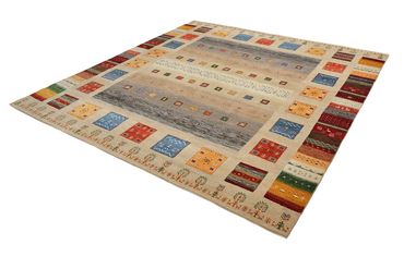 Tapis Gabbeh - Loribaft Indus carré  - 256 x 250 cm - beige clair