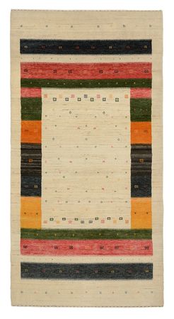 Runner Gabbeh Rug - Loribaft Indus - 195 x 101 cm - light beige