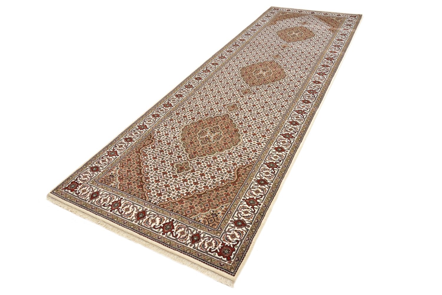 Alfombra de pasillo Alfombra oriental - Tabriz - 372 x 121 cm - beige claro