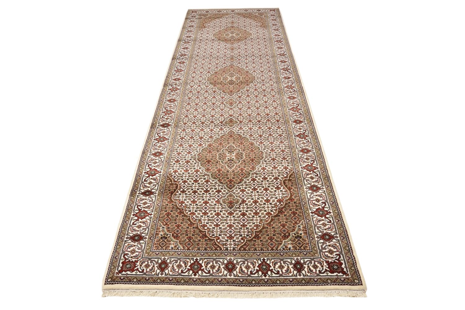 Biegacz Dywan orientalny - Tabriz - 372 x 121 cm - jasny beż