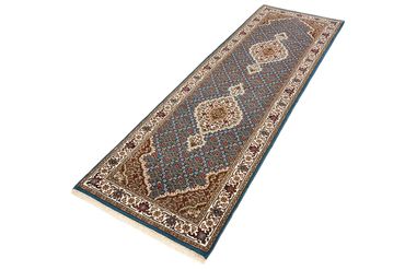 Biegacz Dywan orientalny - Tabriz - 244 x 75 cm - ciemnoniebieski