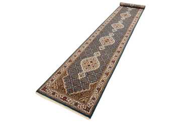 Alfombra de pasillo Alfombra oriental - Tabriz - 454 x 79 cm - azul oscuro