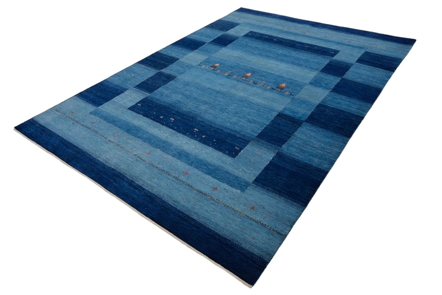 Gabbeh Teppich - Loribaft Indus - 342 x 253 cm - blau