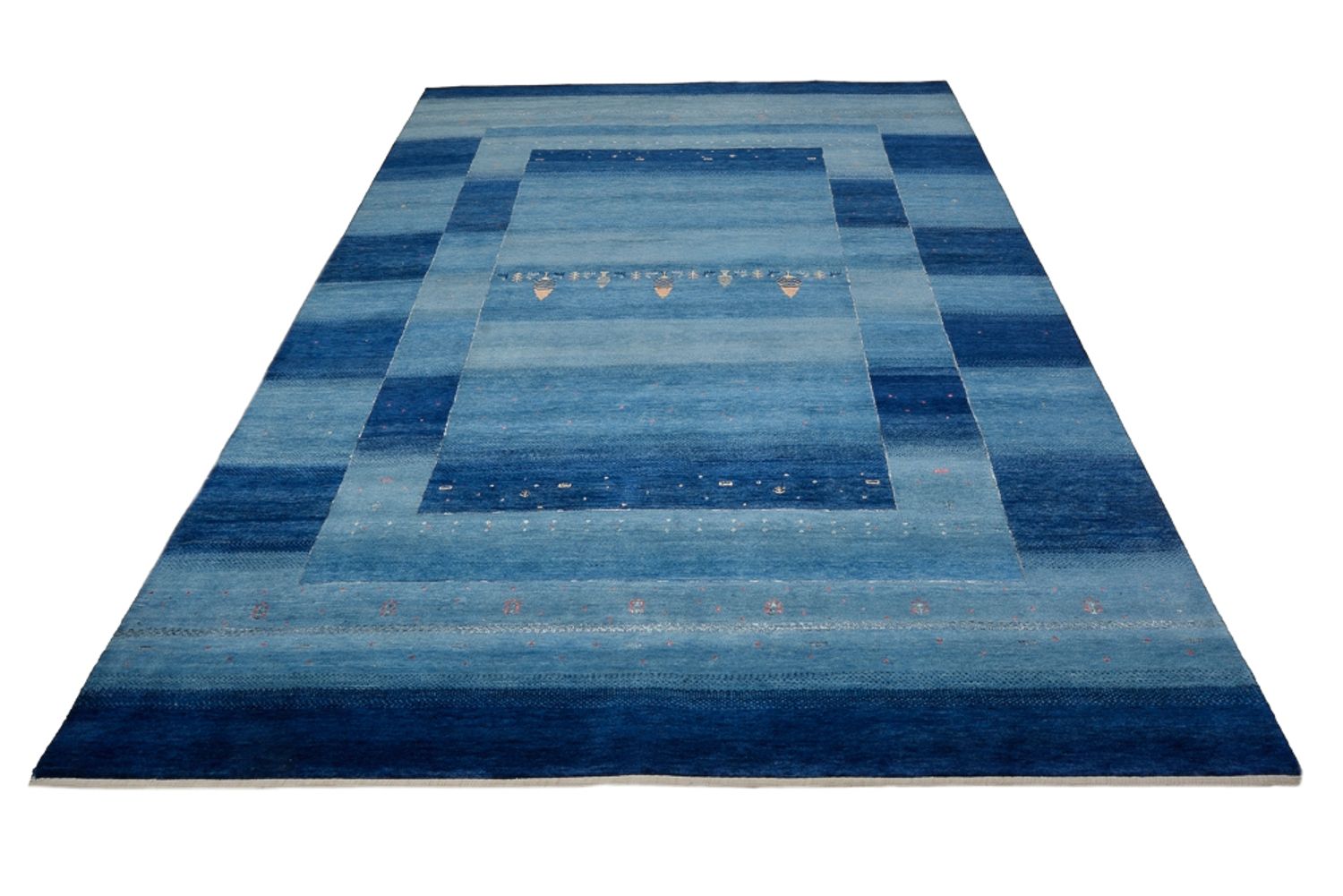 Gabbeh Teppich - Loribaft Indus - 342 x 253 cm - blau