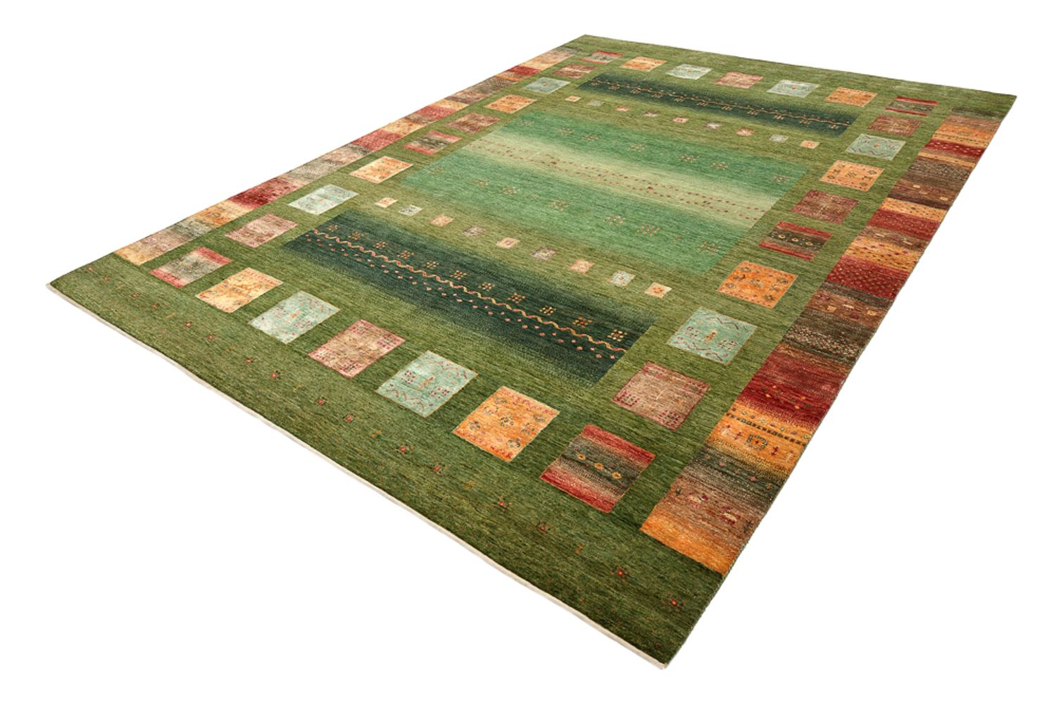 Tapis Gabbeh - Loribaft Indus - 343 x 251 cm - vert