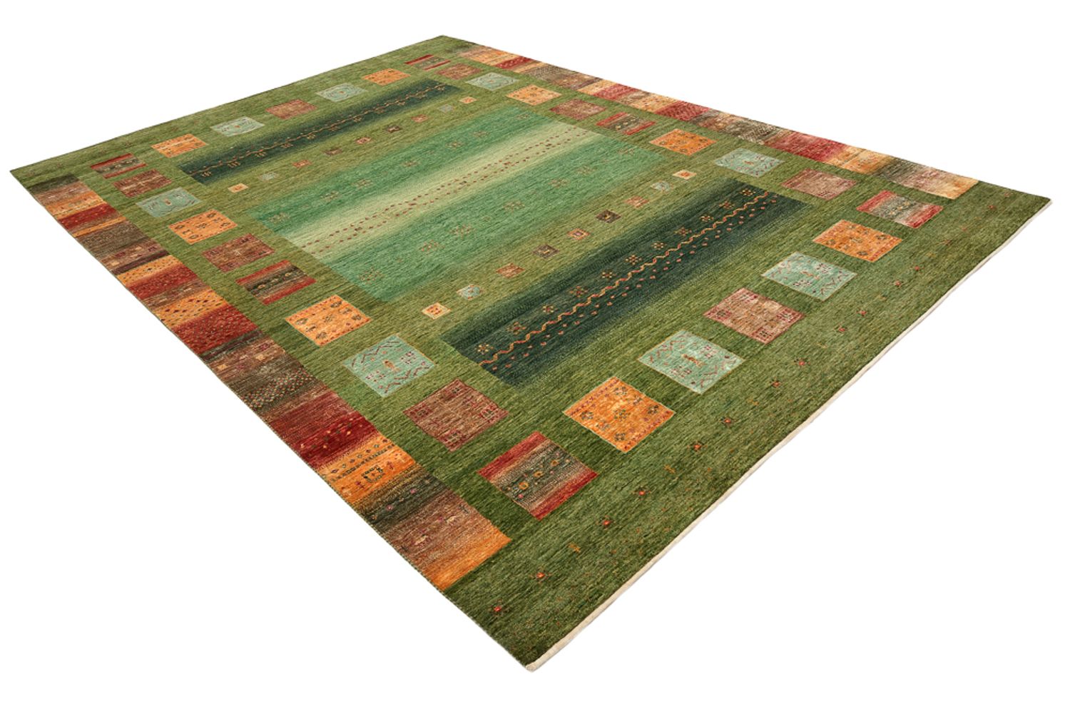 Tapete Gabbeh - Loribaft Indus - 343 x 251 cm - verde