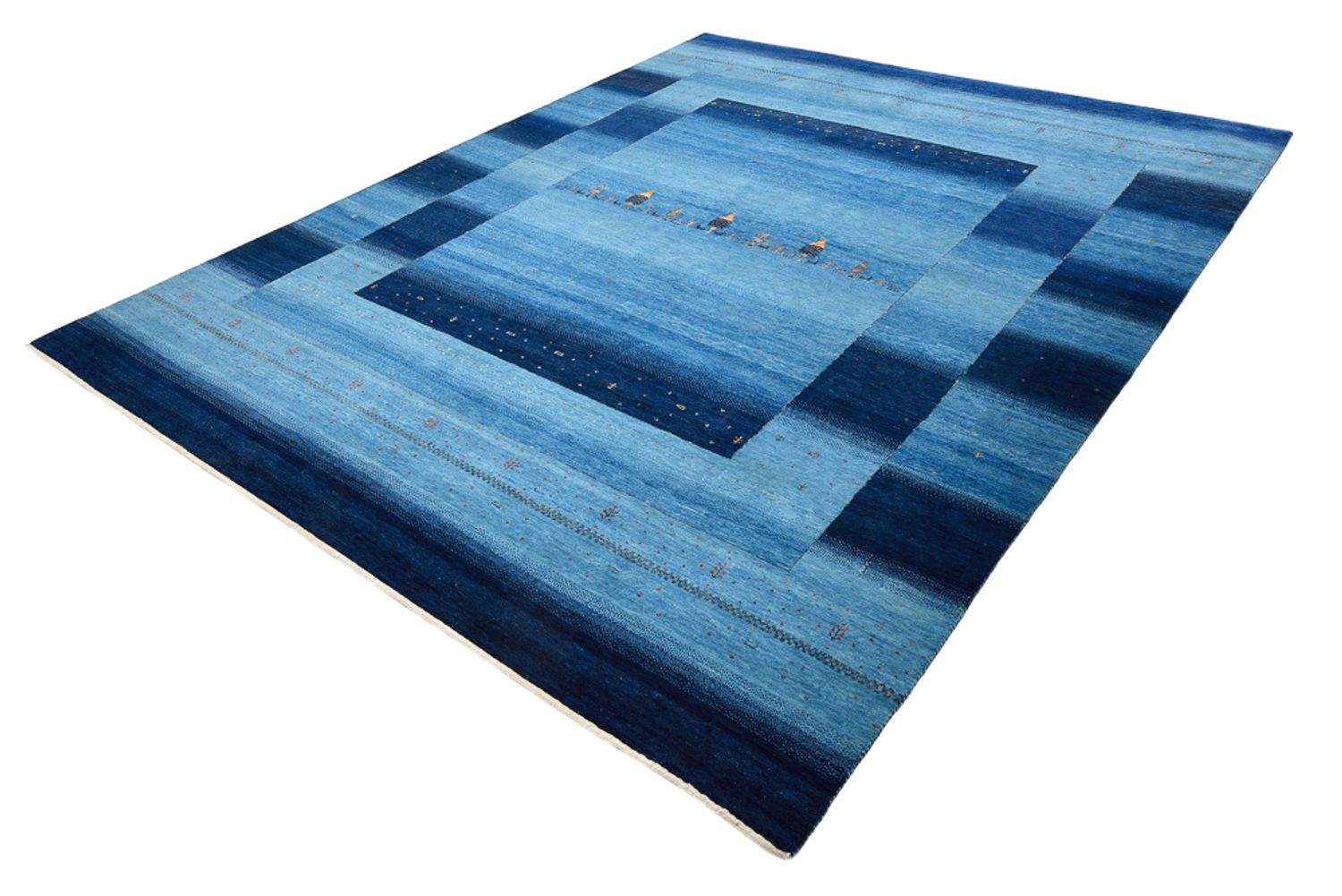 Alfombra Gabbeh - Loribaft Indus - 304 x 243 cm - azul claro