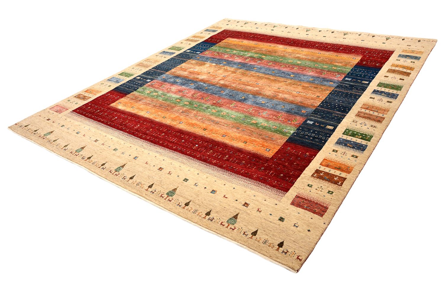 Tapete Gabbeh - Loribaft Indus - 300 x 251 cm - multicolorido