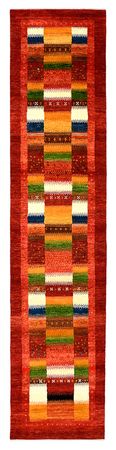 Tapis de couloir Tapis Gabbeh - Loribaft Indus - 386 x 83 cm - rouge