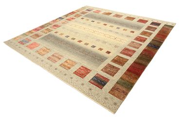 Gabbeh Tapijt - Loribaft Indus vierkant  - 254 x 251 cm - licht beige