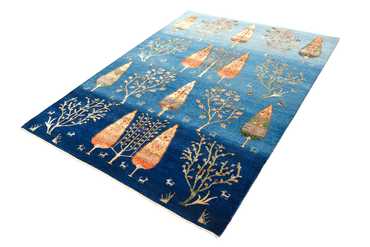 Alfombra Gabbeh - Loribaft Indus - 247 x 173 cm - azul marino