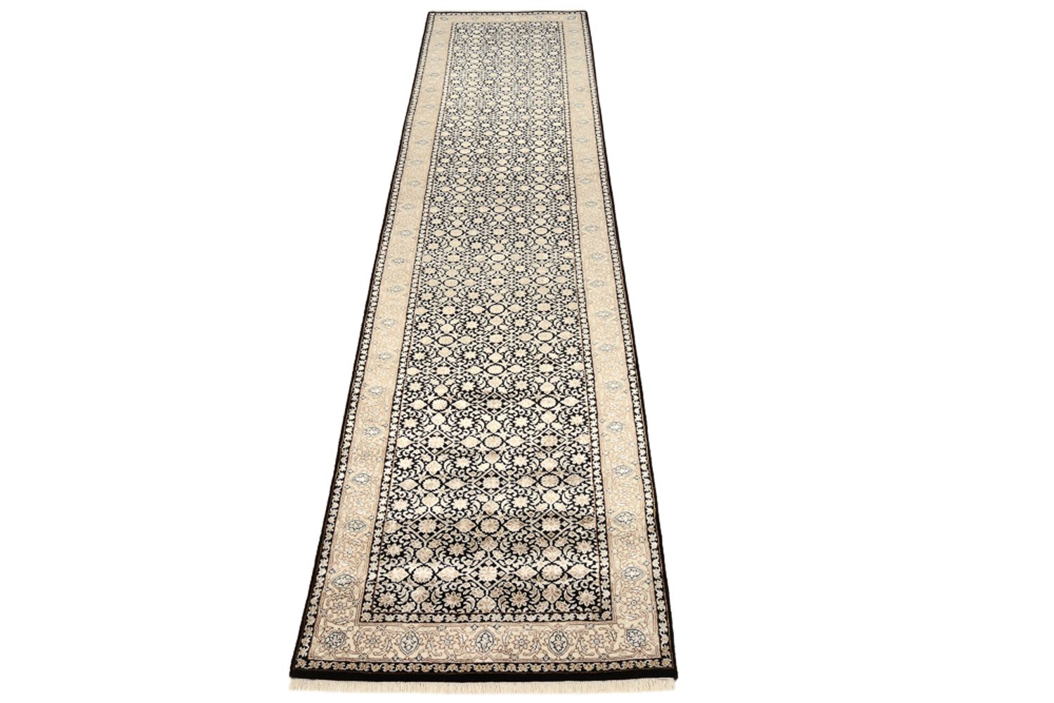 Runner Orientaliska mattor - Bijar - Indus - 368 x 83 cm - mörk beige