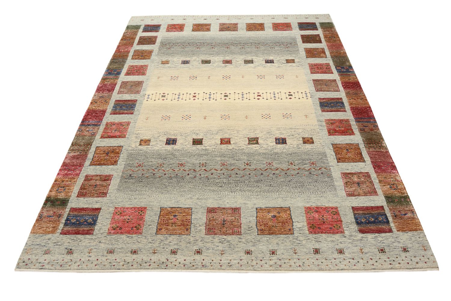 Alfombra Gabbeh - Loribaft Indus - 242 x 177 cm - beige oscuro