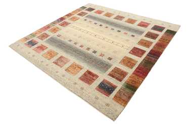 Tappeto Gabbeh - Loribaft Indus quadrato  - 206 x 204 cm - beige scuro