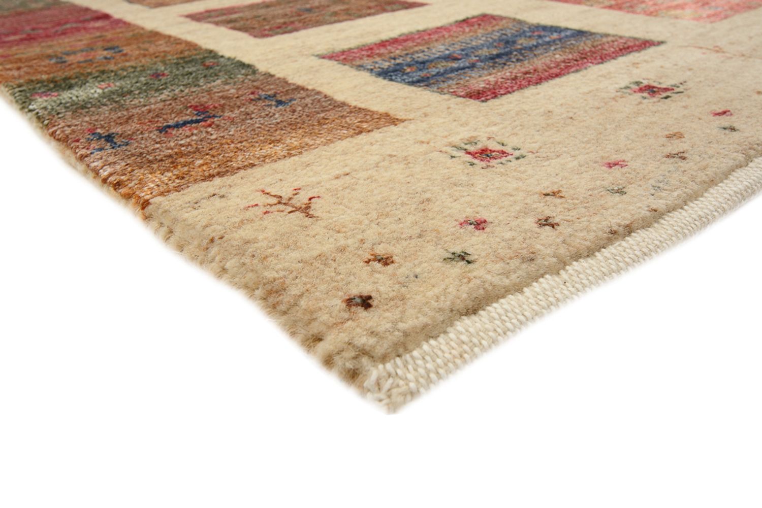 Tapis Gabbeh - Loribaft Indus carré  - 155 x 153 cm - beige foncé