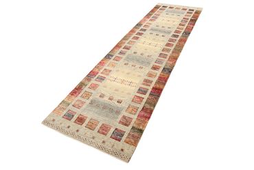 Runner Gabbeh Rug - Loribaft Indus - 306 x 84 cm - dark beige