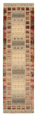 Tapis de couloir Tapis Gabbeh - Loribaft Indus - 306 x 85 cm - beige foncé