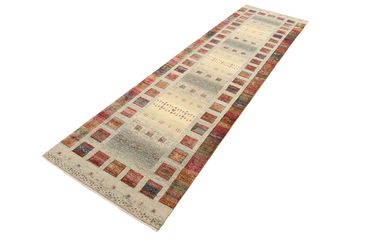 Tapis de couloir Tapis Gabbeh - Loribaft Indus - 306 x 85 cm - beige foncé