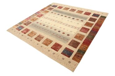 Tapis Gabbeh - Loribaft Indus carré  - 206 x 204 cm - beige foncé