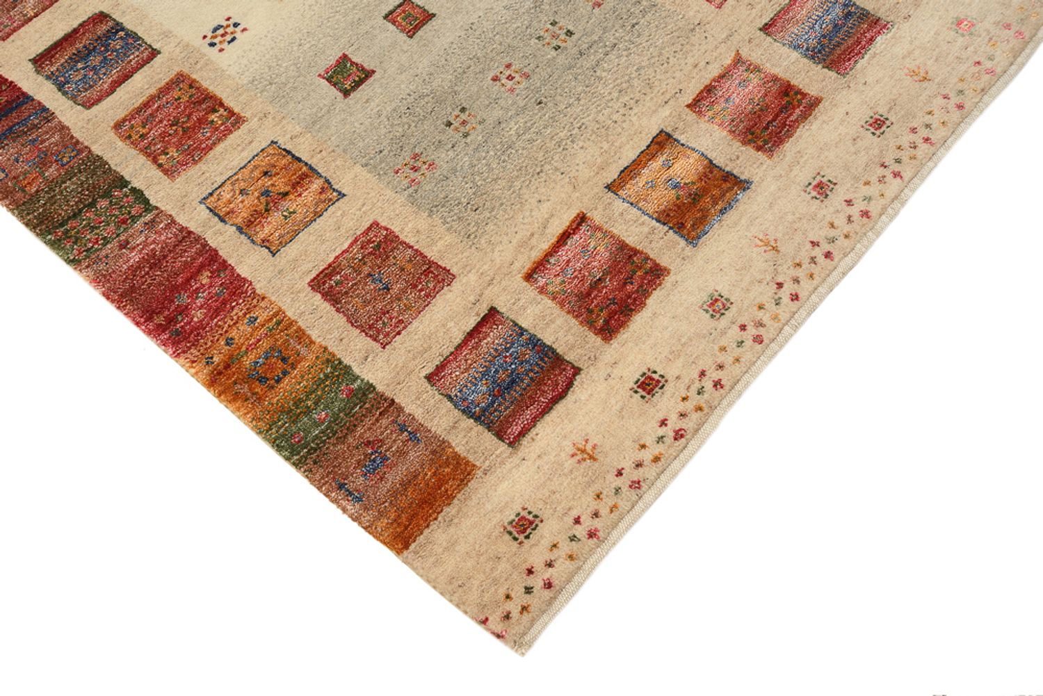 Runner Gabbeh Rug - Loribaft Indus - 305 x 81 cm - dark beige