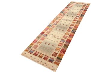 Tapis de couloir Tapis Gabbeh - Loribaft Indus - 305 x 81 cm - beige foncé