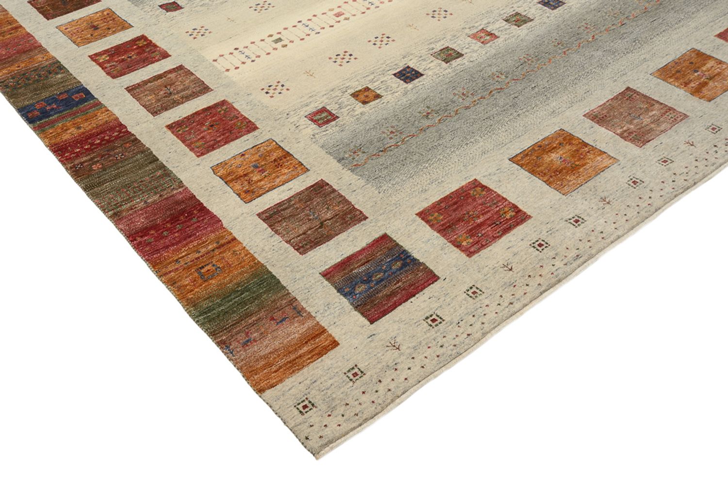 Tapis Gabbeh - Loribaft Indus carré  - 249 x 248 cm - beige foncé