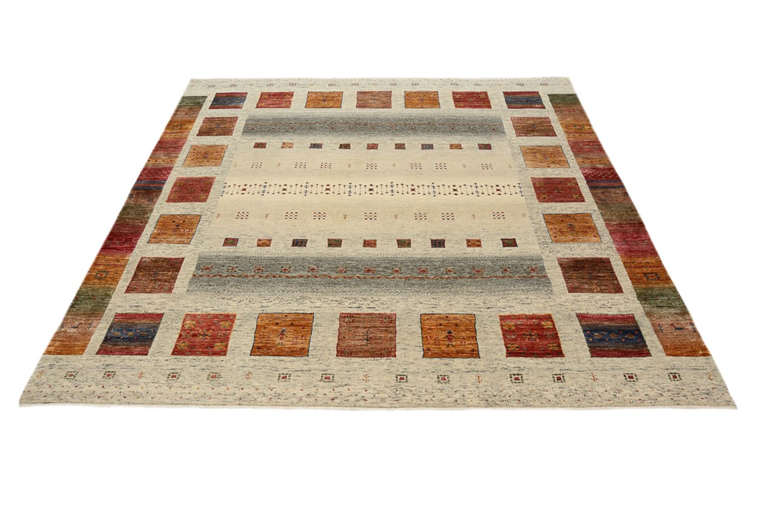 Tappeto Gabbeh - Loribaft Indus quadrato  - 201 x 196 cm - multicolore