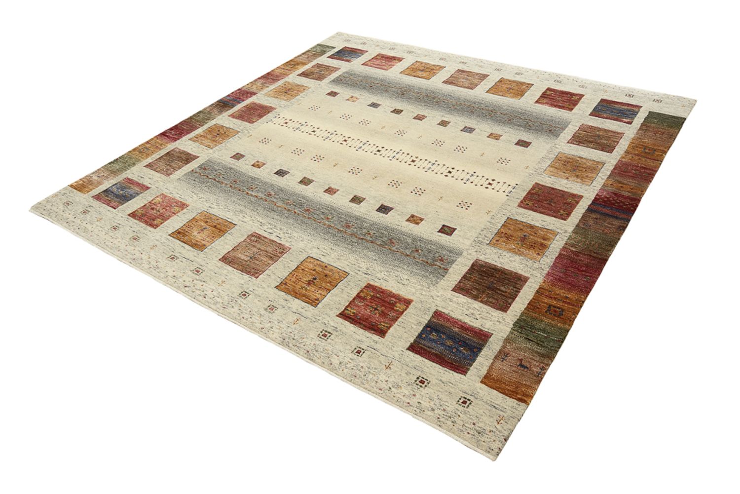 Gabbeh Rug - Loribaft Indus square  - 201 x 196 cm - multicolored