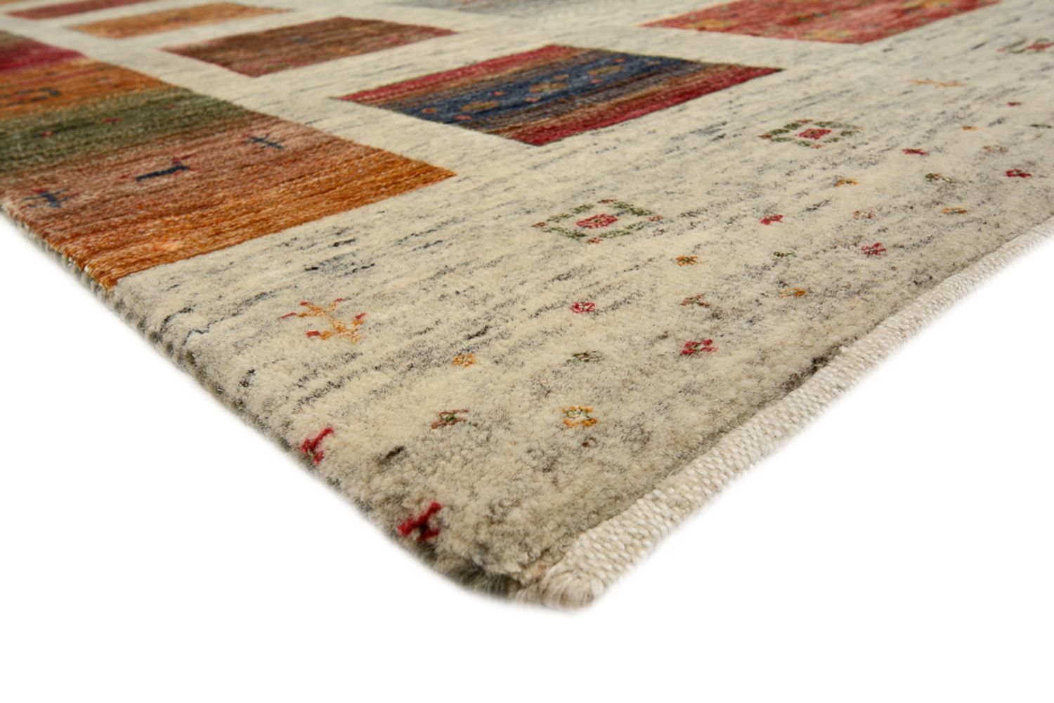 Tapete Gabbeh - Loribaft Indus praça  - 201 x 196 cm - multicolorido