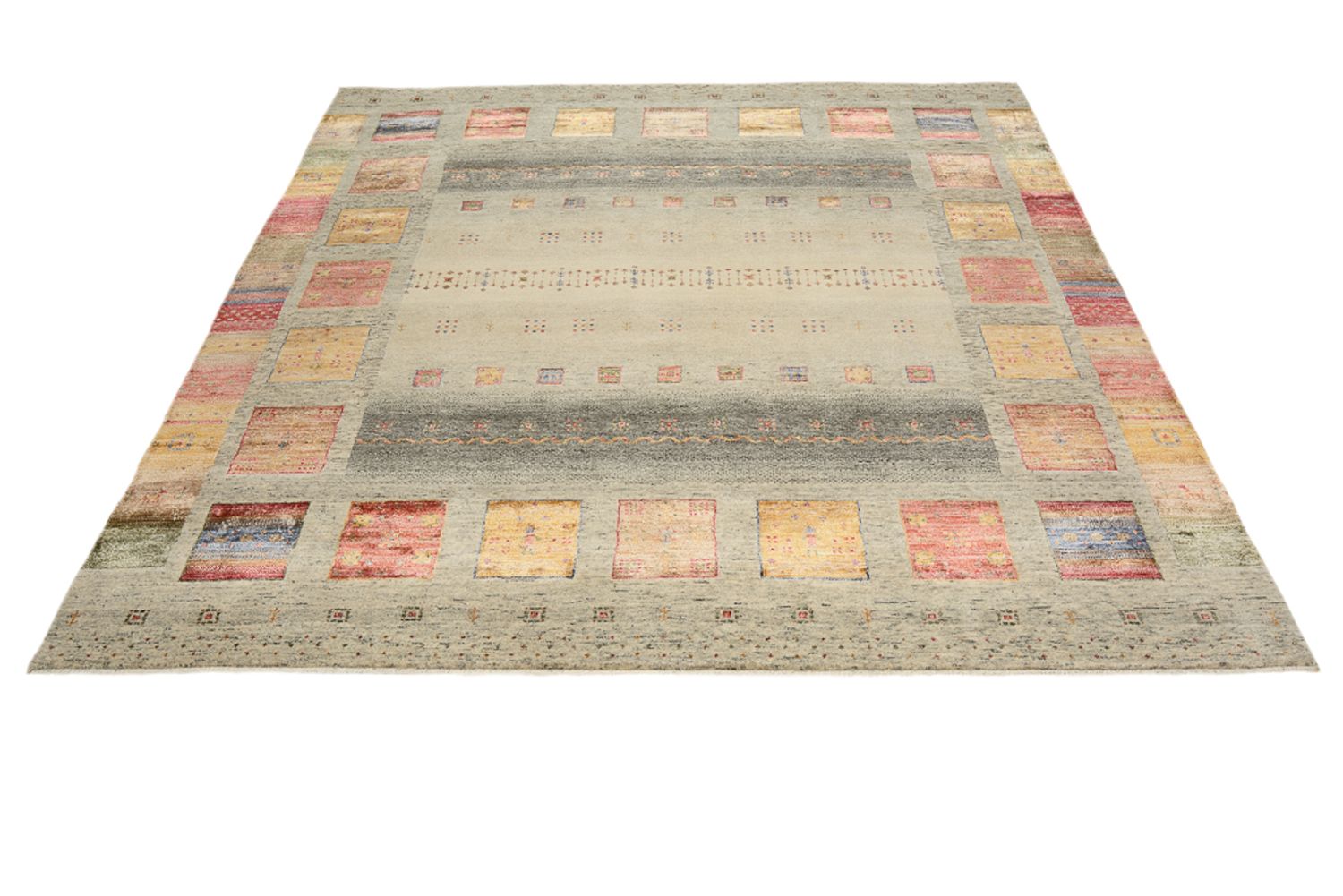 Gabbeh Rug - Loribaft Indus square  - 201 x 196 cm - multicolored